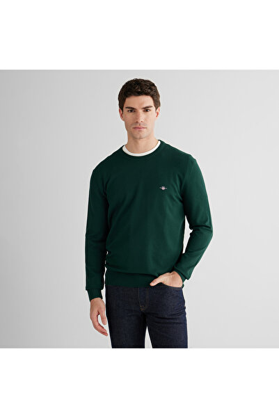 Gant Erkek Yeşil Standart Fit Bisiklet Yaka Triko