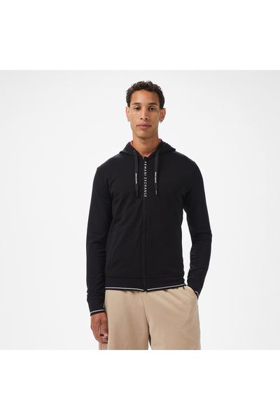 Armani Exchange Erkek Siyah Fermuarlı Sweatshirt