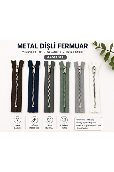 e tuhafiye 6 Adet Metal Fermuar Set
