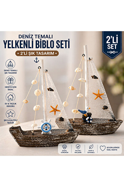 1DepoBu 2’li Deniz Temalı Yelkenli Biblo Seti – Dekoratif Şık Tekne Figürü | ...