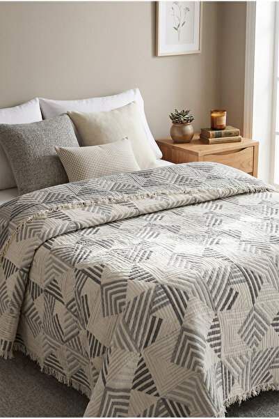 Shopyteks Κάλυμμα κρεβατιού από 100% βαμβάκι, 5 στρώσεων, γεμισμένο με μουσελ...