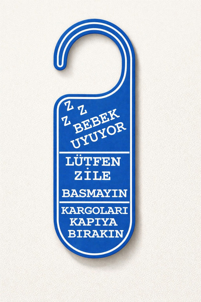 Baby Sleeping ! Please Don't Ring - Leave Cargo at Door - Door Hanger (Blue)