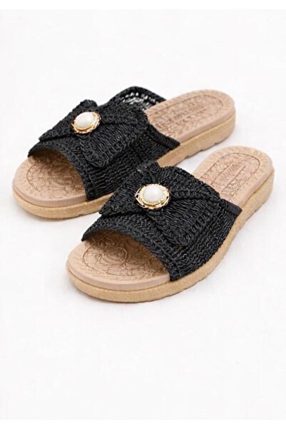 PAPUCUMUN DÜNYASI Ψάθινες πλεκτές γυναικείες παντόφλες, παντόφλες για το σπίτ...