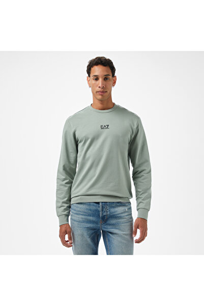 EA7 Erkek Yeşil Bisiklet Yaka Sweatshirt