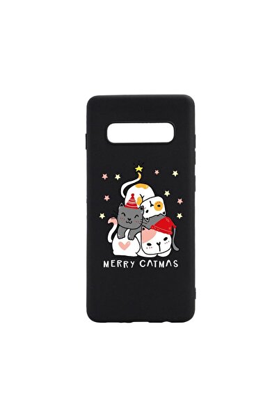 bestcase Θήκη σιλικόνης συμβατή με Samsung Galaxy S10 Plus, Merry Catmas, ανθ...