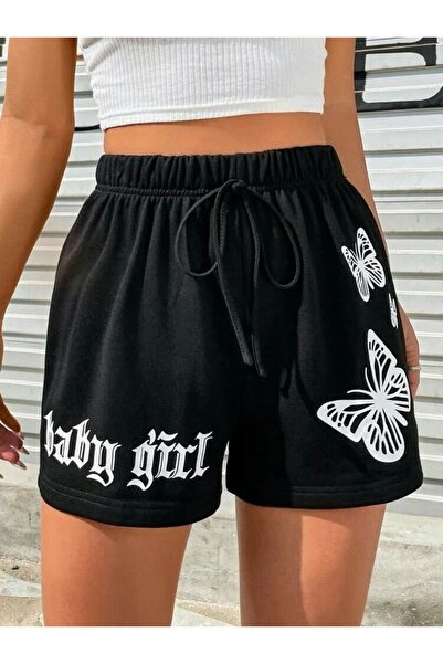 CLASSY.MODA Unisex γραφικά τυπωμένα μαύρα σορτς Streetwear Άνετη εφαρμογή