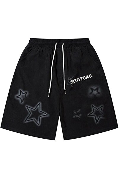 CLASSY.MODA Unisex γραφικά τυπωμένα μαύρα σορτς Streetwear Άνετη εφαρμογή