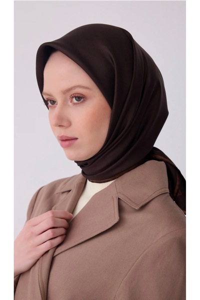 Belli Acı Kahve Klasik Desen %100 Twill İpek Eşarp 4305-83