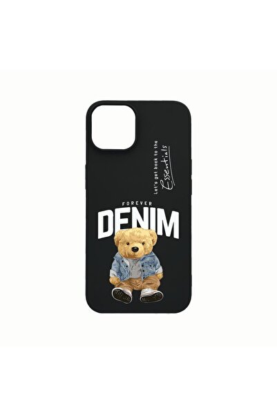 bestcase Θήκη Σιλικόνης, Συμβατή με Apple iPhone 14, Στυλ Τζιν με Αρκουδάκι, ...