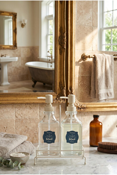 Trouvaille Σετ 2 γυάλινων δοσομετρητών υγρού σαπουνιού - Πολυτελές σετ δοσομε...