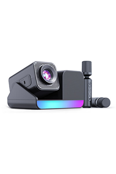 Sezy 3’ü 1 Arada Ev Sineması & Karaoke RGB Projeksiyon (2 Mikrofon + Bluetoot...