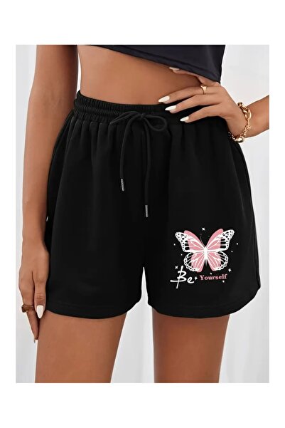 CLASSY.MODA Unisex γραφικά τυπωμένα μαύρα σορτς Streetwear Άνετη εφαρμογή