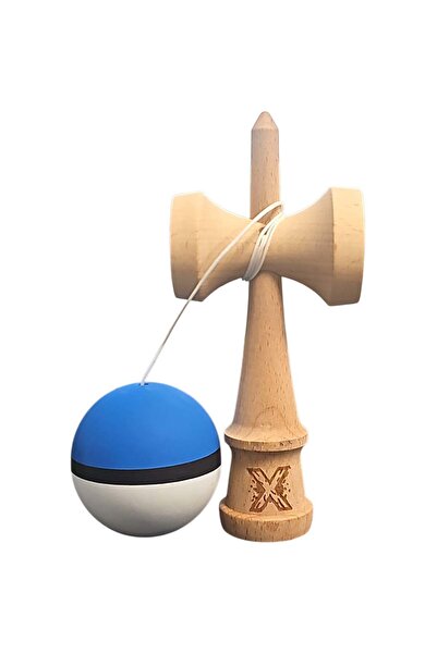 REVO Kendama Κεντάμα Χ, Επαγγελματικό, Ξύλινο, 18 εκ., Λαστιχένια λαβή, Μπλε/...
