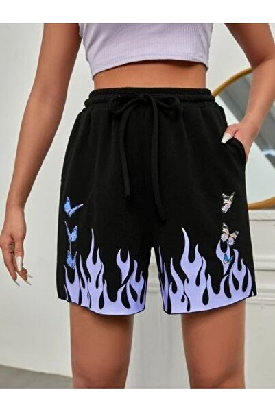 CLASSY.MODA Unisex γραφικά τυπωμένα μαύρα σορτς Streetwear Άνετη εφαρμογή