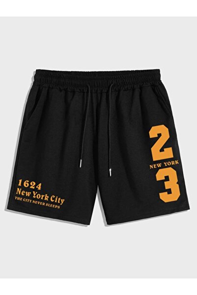 CLASSY.MODA Unisex γραφικά τυπωμένα μαύρα σορτς Streetwear Άνετη εφαρμογή