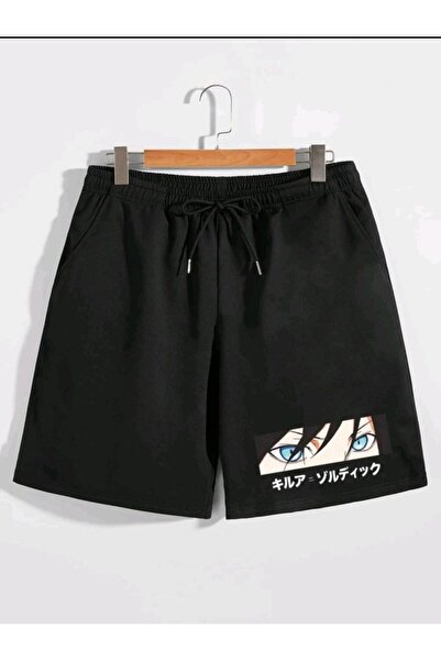 CLASSY.MODA Unisex γραφικά τυπωμένα μαύρα σορτς Streetwear Άνετη εφαρμογή