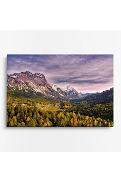 OEM Tablou pe pânză premium WOWCanvas, Peisaj montan de toamnă, 90 x 60 cm