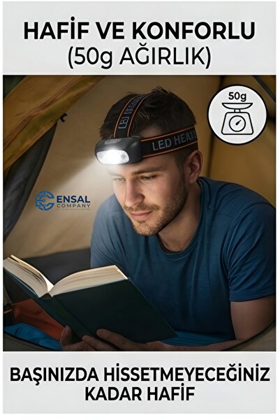 ENSAL Kafa Bantlı Led Işık Su Geçirmez Ayarlanabilir Kafa Lambası