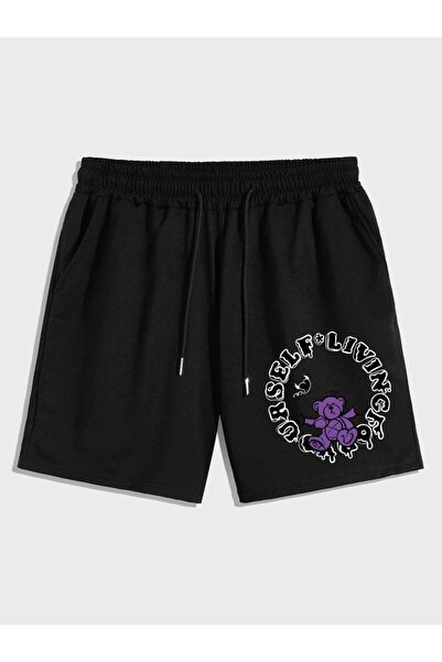 CLASSY.MODA Unisex γραφικά τυπωμένα μαύρα σορτς Streetwear Άνετη εφαρμογή