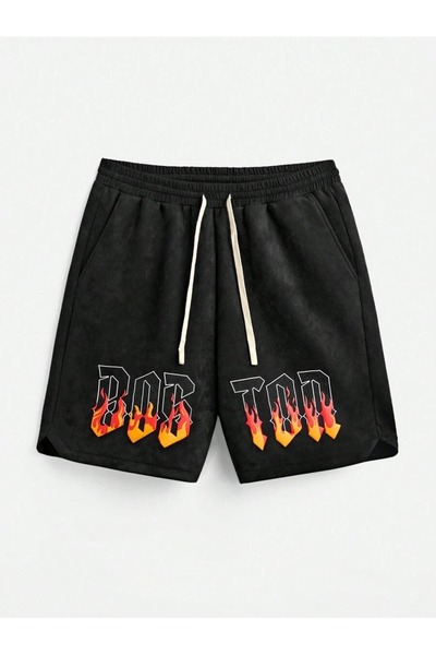 CLASSY.MODA Unisex γραφικά τυπωμένα μαύρα σορτς Streetwear Άνετη εφαρμογή