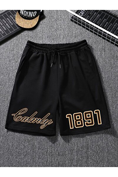 CLASSY.MODA Unisex γραφικά τυπωμένα μαύρα σορτς Streetwear Άνετη εφαρμογή