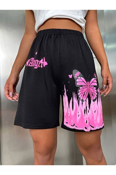 CLASSY.MODA Unisex γραφικά τυπωμένα μαύρα σορτς Streetwear Άνετη εφαρμογή