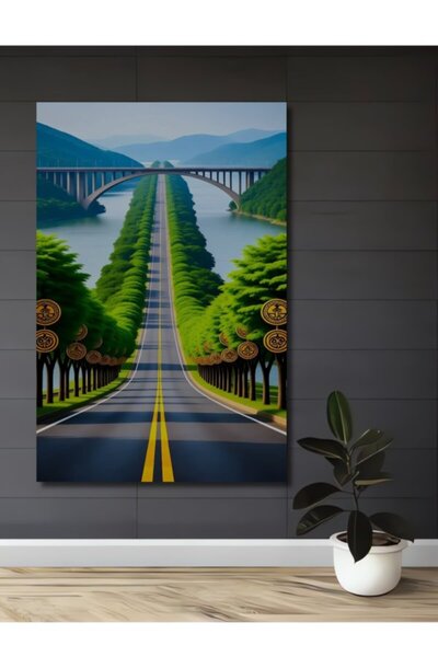 Teona Ahşap Ξύλινο Διακοσμητικό Τραπέζι με Θέμα Παραμυθένια Γέφυρα και Τοπίο,...