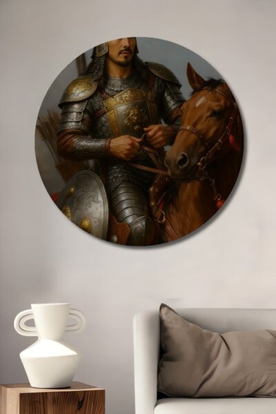 Teona Ahşap Στρογγυλό Ξύλινο Διακοσμητικό Πίνακα με Ελαιογραφία Μεγαλοπρεπή Π...