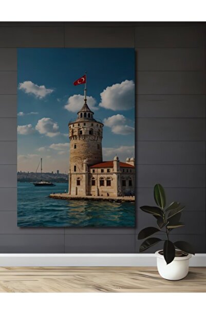 Teona Ahşap Πύργος των Κοριτσιών, Ξύλινο Διακοσμητικό Τραπέζι με Ελαιογραφία,...