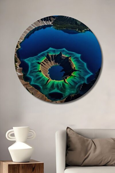 Teona Ahşap Στρογγυλό, γοητευτικό ξύλινο διακοσμητικό τραπέζι με σκηνικό λίμν...