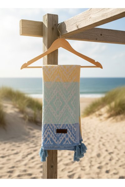 TaraAura 100% Cotton Natural Peshtemal |   Soft Textured |   Fast Drying |   Light Green/Yellow/Blue