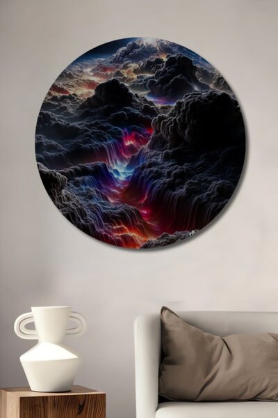 Teona Ahşap Στρογγυλό Ξύλινο Διακοσμητικό Τραπέζι Τέχνης Ψηφιακής Νεφελώματος...