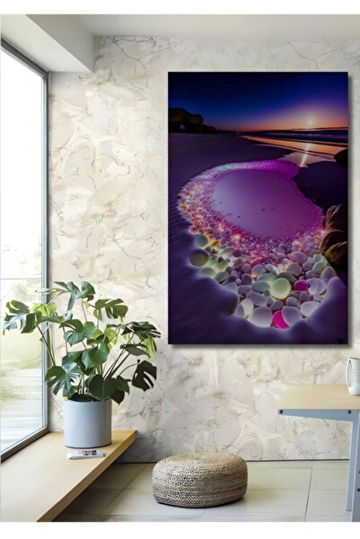 Teona Ahşap Μαγικά Λαμπερά Πέτρες της Ακτής, Ξύλινο Διακοσμητικό Τραπέζι με Ε...