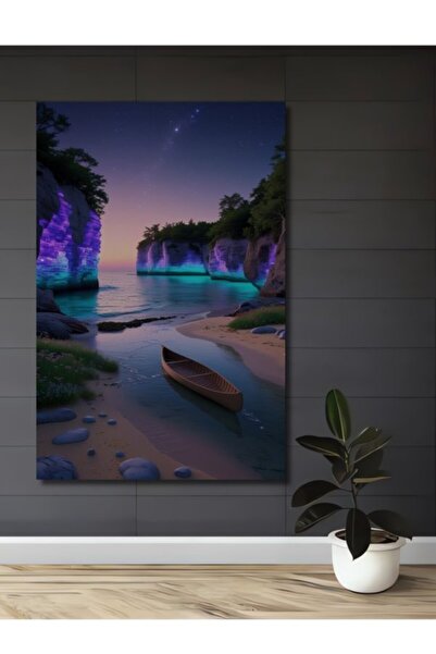 Teona Ahşap Μαγικό ξύλινο διακοσμητικό τραπέζι με θέα κανό στο ηλιοβασίλεμα κ...