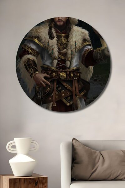 Teona Ahşap Στρογγυλό Ξύλινο Διακοσμητικό Πίνακα Τέχνης με Αετό Πολεμιστή της...