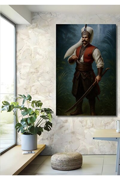 Teona Ahşap Ιστορικό Οθωμανικό Ξύλινο Διακοσμητικό Τραπέζι με Ελαιογραφία Πασ...