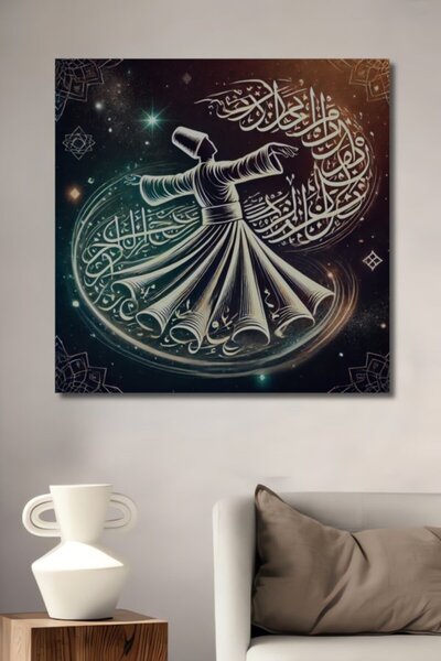 Teona Ahşap Mevlevi Sema Show Line Art Ξύλινο Διακοσμητικό Τραπέζι για Σπίτι,...