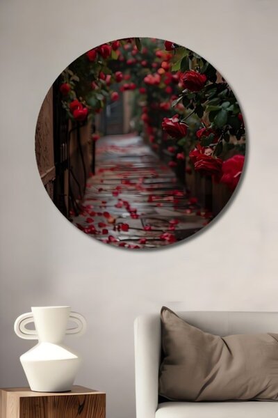 Teona Ahşap Στρογγυλό Ρομαντικό Ξύλινο Διακοσμητικό Τραπέζι με Εφέ Ακουαρέλας...