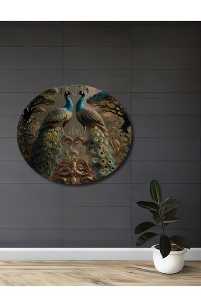 Teona Ahşap Εξαιρετικό ζευγάρι παγώνια σε ελαιογραφία, ξύλινο διακοσμητικό τρ...