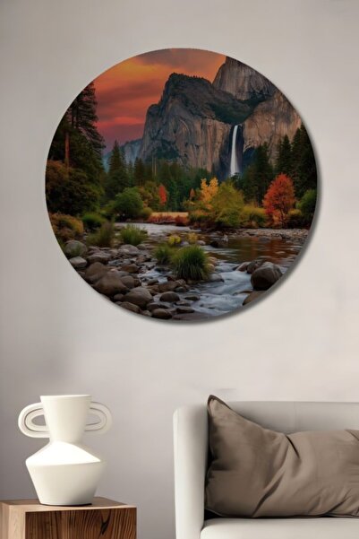 Teona Ahşap Στρογγυλό, πανέμορφο ξύλινο διακοσμητικό τραπέζι με ελαιογραφία π...