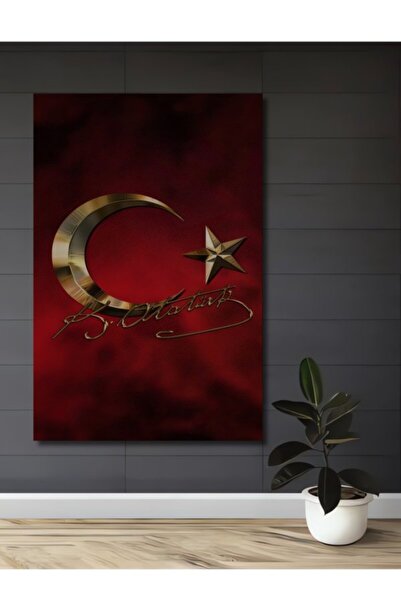 Teona Ahşap Μουστάφα Κεμάλ Ατατούρκ Ξύλινο Διακοσμητικό Πίνακα με Υπογραφή κα...