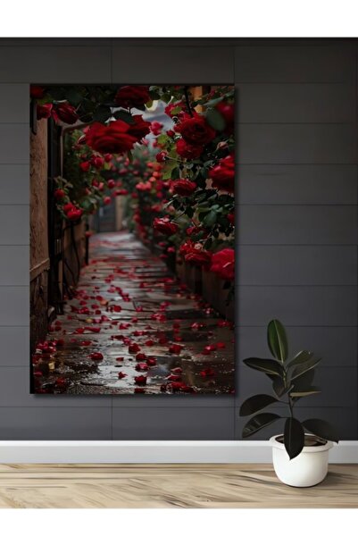 Teona Ahşap Ρομαντικός Ξύλινος Διακοσμητικός Πίνακας με Εφέ Ακουαρέλας Τριαντ...