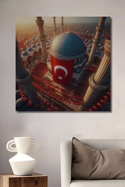 Teona Ahşap Πανέμορφο Ξύλινο Διακοσμητικό Πίνακα με Τουρκική Σημαία, Λεπτομερ...