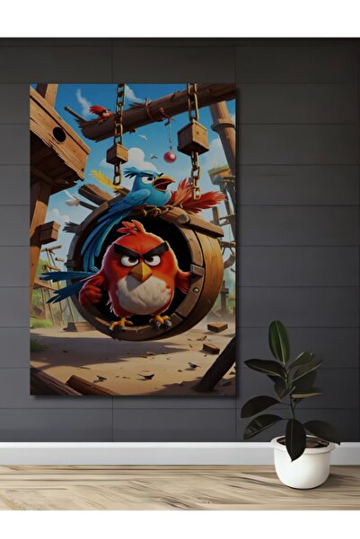 Teona Ahşap Angry Birds Red and Blue Birds Ξύλινο διακοσμητικό τραπέζι με ελα...
