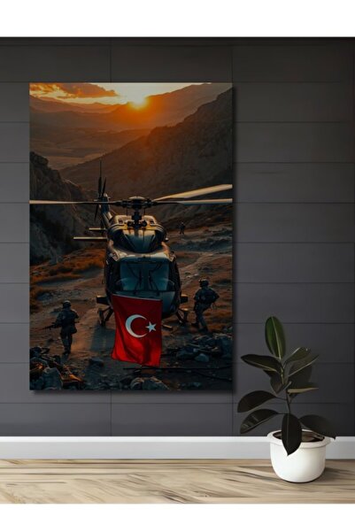 Teona Ahşap Στρατιωτικό Ελικόπτερο Τουρκική Σημαία Ξύλινο Διακοσμητικό Τραπέζ...