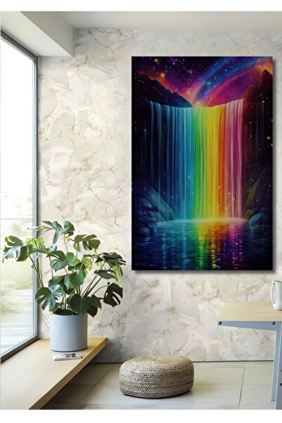 Teona Ahşap Ξύλινο διακοσμητικό τραπέζι με ελαιογραφία με θέμα τον καταρράκτη...