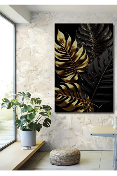 Teona Ahşap Μοντέρνα Αφηρημένη Τέχνη με Σχέδιο Χρυσών Φύλλων, Ξύλινο Διακοσμη...