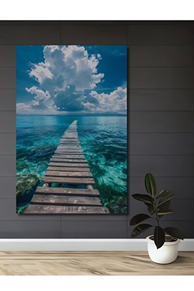 Teona Ahşap Ξύλινο διακοσμητικό τραπέζι με εφέ ακουαρέλας της ιστορικής θαλάσ...