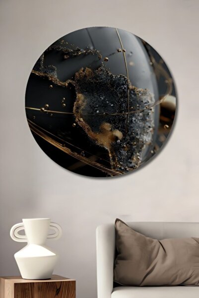 Teona Ahşap Στρογγυλό Χρυσό Λαμπερό Σφαιρικό Ξύλινο Διακοσμητικό Τραπέζι Τέχν...