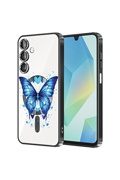 bestcase Πολυτελής Θήκη MagSafe, Συμβατή με Samsung Galaxy A55, Μπλε Πεταλούδ...